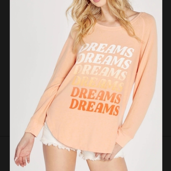 Wildfox Peach Orange Dreams Haley Raglan - Picture 2 of 10